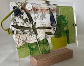 Pressed Lavender Collage Art: Vintage Paper & Hand Printed Design