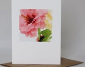 Watercolor Flower Card: Blank Inside, Cotton Rag Paper