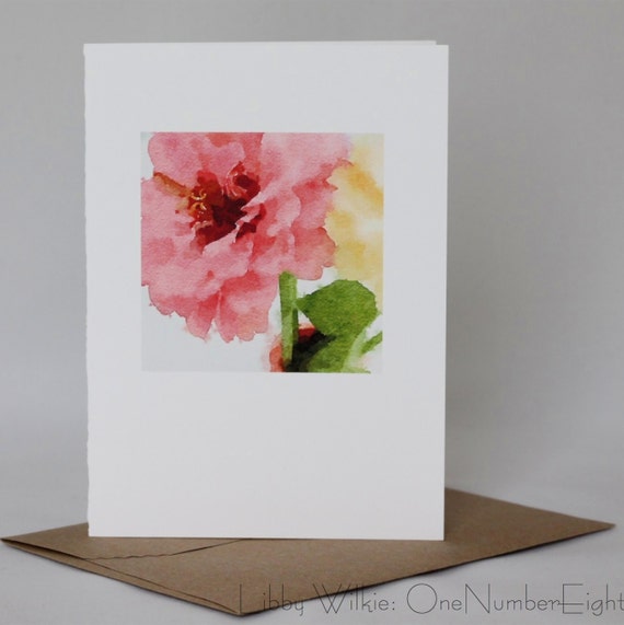 WATERCOLOR FLOWER CARD with blank inside; greeting card; floral watercolor; garden card; blank card