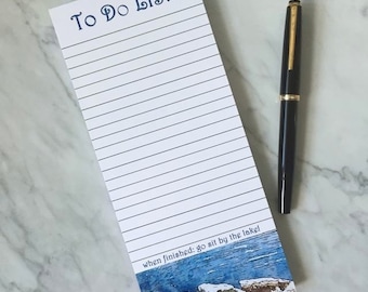 NOTE PAD By The Lake , Patterned List Pad, Lakeview Note Pad, To-Do List, Magnetic List Pad, Desk Accessory