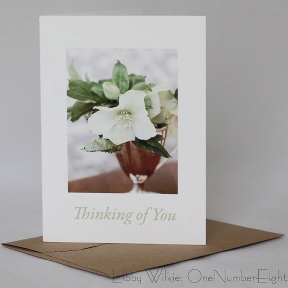 WHITE HELLEBORE CARD, Sympathy Card, Thinking of You, Blank Sympathy Card, Hellebore Sympathy
