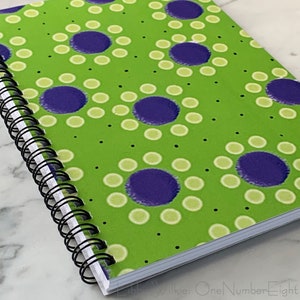 NOTEBOOK GREEN DOT blank journal blue and green design on blank notebook garden journal back-to-school notebook floral notebook image 3