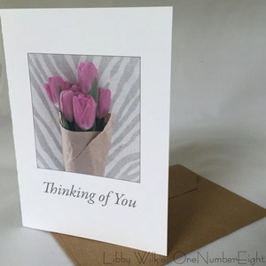 PINK TULIP SYMPATHY card, Thinking of You, Watercolor Sympathy, Photo Sympathy Card, Floral Sympathy Card, Sympathy with Flower image 2