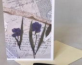 Pressed Flower Collage Card: Vintage Style Blank Greeting Card