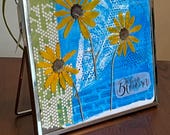 Pressed Rudbeckia Frame with Hand Printed Papers