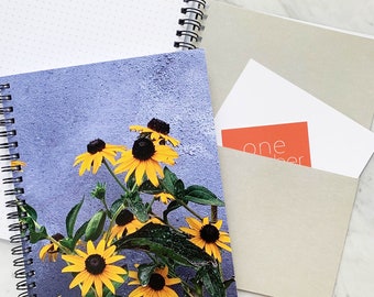 NOTEBOOK SUNFLOWERS| blank journal | yellow flower design on blank notebook| garden journal | back-to-school notebook| floral notebook