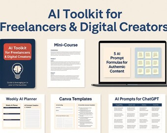AI Toolkit for Freelancers and Digital Creators | Digital Toolkit with Prompts, Templates, Planner, Mini-Course, and eBook