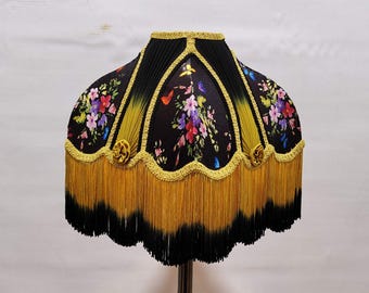 Lampshade black printed  table victorian floor velvet vintage pendant luxury classic designer handmade pendant