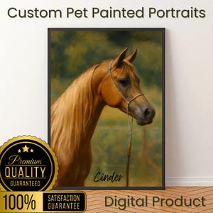 Retrato personalizado de mascota / Regalo personalizado para amantes de las mascotas / Recuerdo conmemorativo de pérdida de mascotas / Impresión digital lista / Caballo, perro, gato, animal de granja