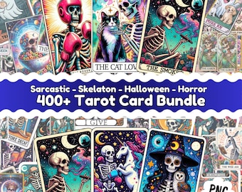 400+ Tarot Card PNG Bundle, Sarcastic, Halloween, Skelaton, funny tarot card design. cricut file. perfect desing file.