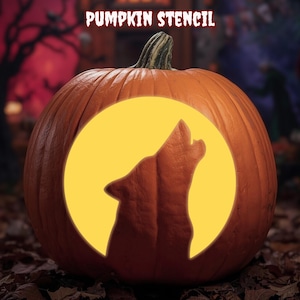 Wolf Pumpkin Stencil – Spooky Halloween Carving Template – Jack O’ Lantern Design – Digital Download