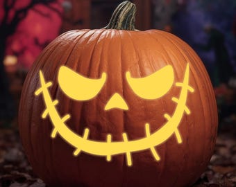 Scary Face Pumpkin Stencil – Spooky Halloween Carving Template – Jack O’ Lantern Design – Digital Download