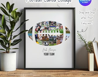 Football Photo Collage | Canva easy edit. create your basketball memories. Drag and Drop style.