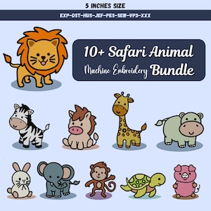 10+ Machine Embroidery Safari Animal BUNDLE. 5 inches size and in different file formats. gnome bundle. Cute  Machine Embroidery Designs.