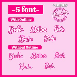 Pink Doll Font Alphabet. 5 Trendy Fonts | Alphabet - Installable TTF Files - Instant Download. Easy use.