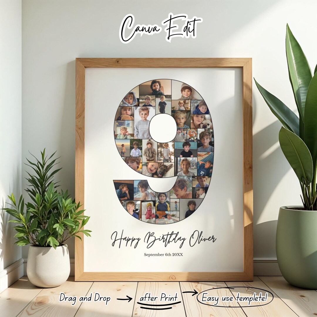Nineth Birthday Collage, Editable 9th Birthday Photo Collage.birthday ...