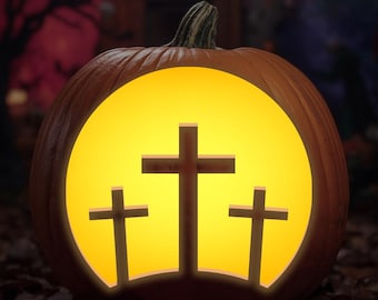 Christian Cross Pumpkin Stencil – Spooky Halloween Carving Template – Jack O’ Lantern Design – Digital Download.