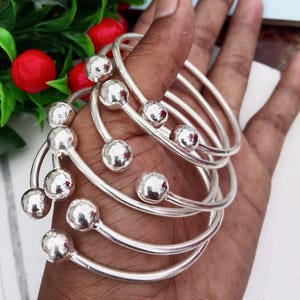 Sterling Silver bangles, Bangle Set Of 6, Textured Silver Bracelets, Set Of 6 Bangle&#39;s Handcrafted Stackable Boll Bangle, gift for women