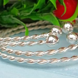 Sterling Silver bangles gift for women Bangle Set Of 4 Twisted Silver Bangles Designer Set off Bangles Handcrafted Stackable Boll Bangle