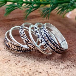Stackable Sterling Silver Rings Set of 6 | Minimalist Silver Band Rings | Stacking Ring Bands | Simple Ring Stacks for Women Gift For Her