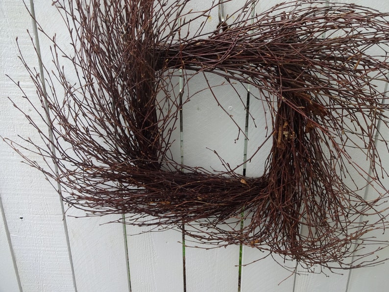 Twig Wreath Square Wreath Rustic Wreath Birch Wreath Front Etsy