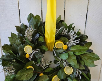 Wreath Preserved Salal Wreath  Lemon Wreath Mother's Day Gift Elegant Wreath Natural Wreath