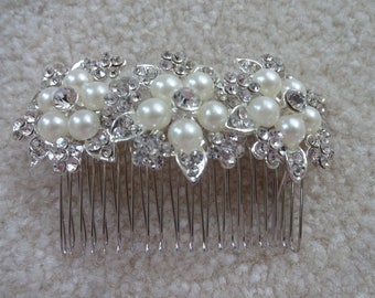 Brooch Hair Comb  Pearl Rhinestone Hair Comb  Rhinestone Hair Comb  Wedding Accessories  Wedding  Prom  Hair Comb Decorative Combs