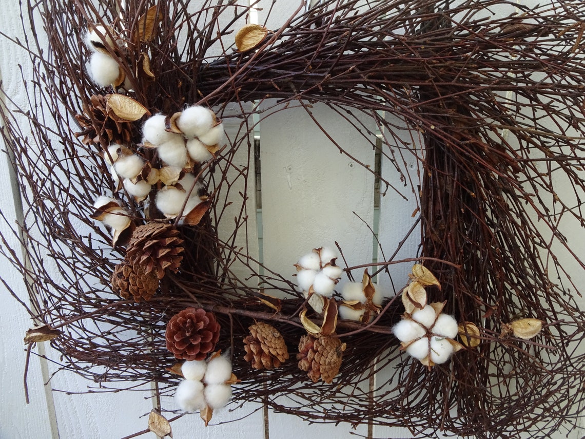 Twig Wreath Autumn Wreath Square Twig Wreath Wreath For Etsy