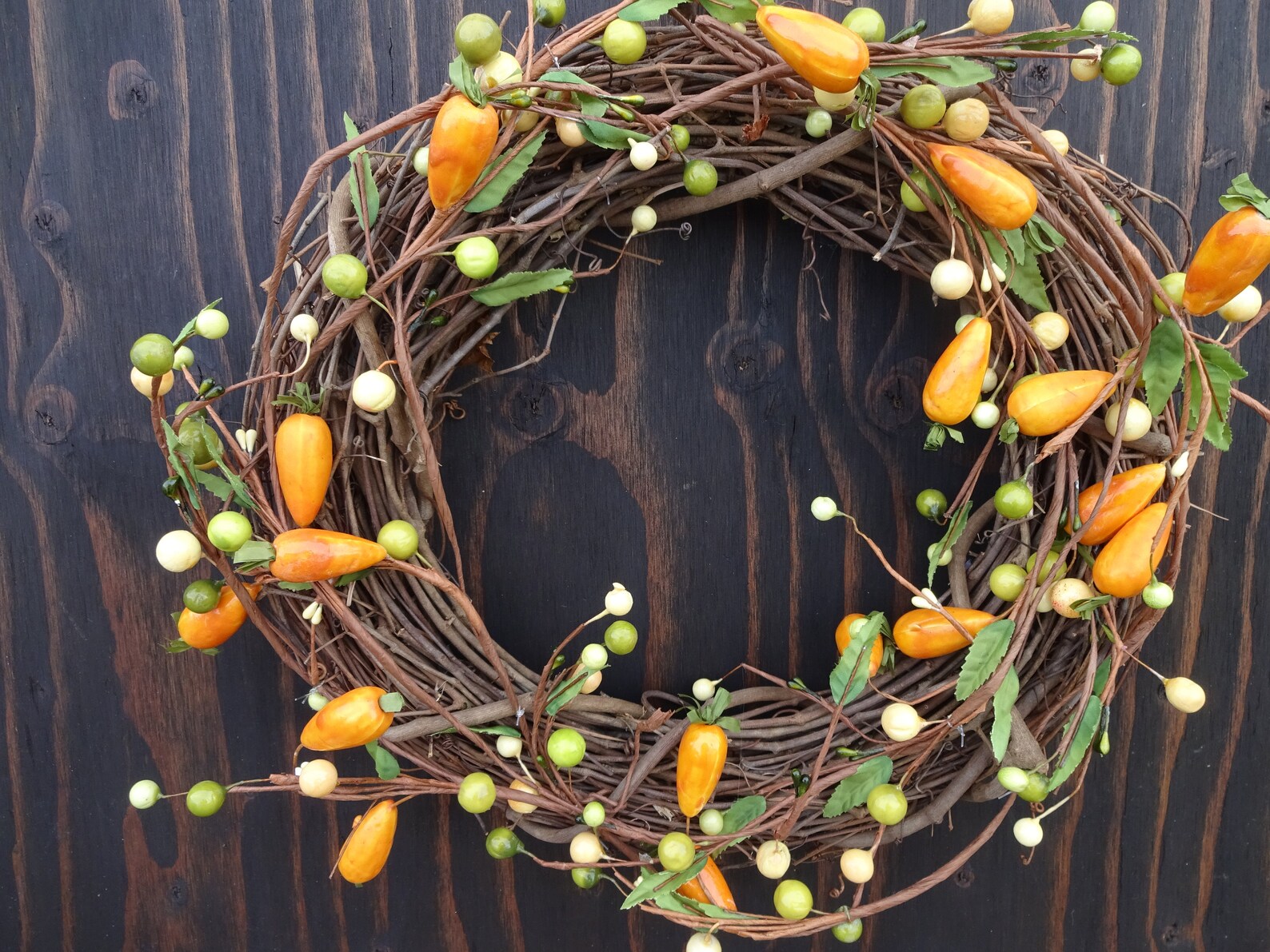Carrot Grapevine Wreaths with Twig Berries