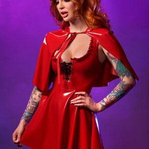 Latex Little red riding hood lace up dress image 3