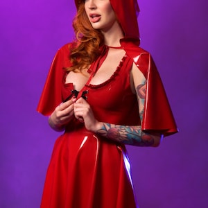 Latex Little red riding hood lace up dress image 2