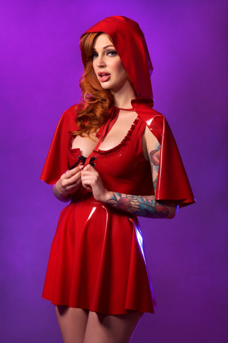 Latex Little red riding hood lace up dress image 2