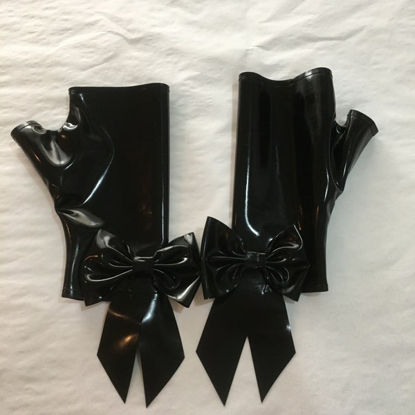 All black Bow Fingerless Gloves, brand new ready to ship