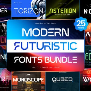 25 Cyberpunk Font, Futuristic Font Bundle, Abstract Alphabet, Technology Font, Mecha Font, Scifi Font, Canva Font, Branding Font
