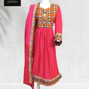 Handmade Traditional Afghan Dress, Vintage Kuchi Dress, Cherma Embroidery Dress, Afghan Bridal Dress, Women Bohemian Dress