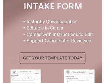 NDIS Service Agreement & Client Intake Form Template | Editable Canva | Instant Download