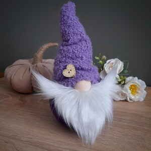 Gnomes handmade purple Large cute stuffed plush soft gnomes doll with heart Birthday gift mom women Farmhouse gnome shelf mantel home decor