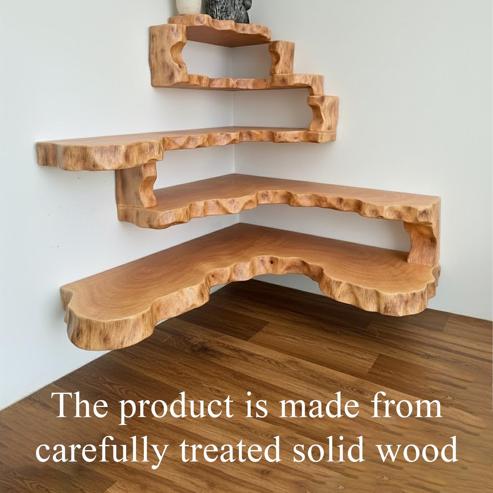 Live Edge Corner Floating Shelf Solid Wood Wall Shelves Hanging ...