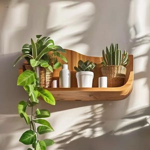 Holz Wandregal Massivholz Regal Bücherregale Wand Kunst handgefertigte Möbel und Dekor