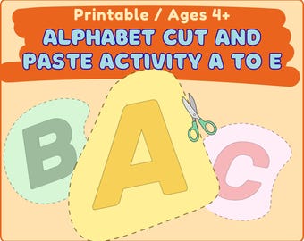 Alphabet Cut and Paste Printable | ABC Letters for Preschool Kids | Educational PDF Worksheets