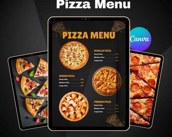 Editable Pizza Menu Template | Printable Restaurant Menu | Modern Pizza Menu Design | Digital Download | Cafe Menu Canva Template