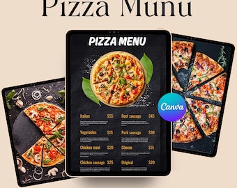 Editable Pizza Menu Template: Restaurant Menu Design (Canva, PDF)
