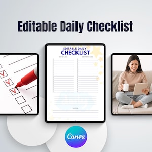 Bearbeitbare tägliche Checkliste | To-Do Liste zum Ausdrucken | tägliche Aufgabe Planer Vorlage | Minimalistischer Digitaler Planer | Druckbare wöchentliche To Do Liste