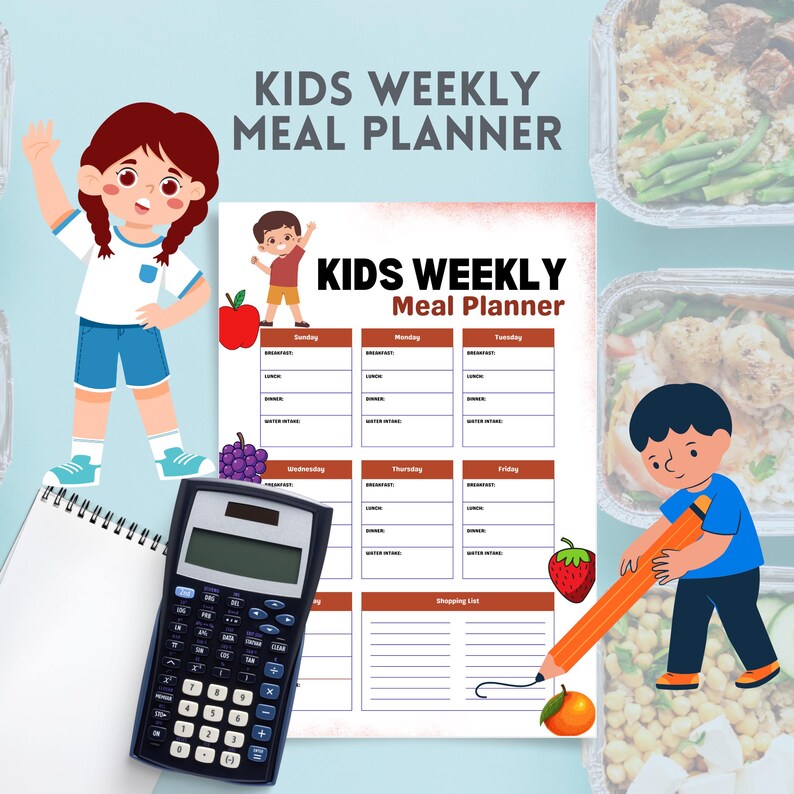 Child Meal Planner Printable | Weekly Kids Meal Plan Template | Toddler ...