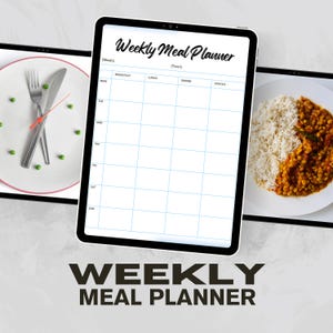 Weekly Meal Planner Printable | Editable Grocery List & Menu Plan Template | Simple Family Food Organizer | Instant Download PDF