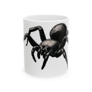 Halloween Spider Ceramic Mug, Spooky Coffee Cup, Halloween Decor, Halloween Gift, Creepy Tea Mug, Spider Lover Gift, Halloween Kitchen Decor