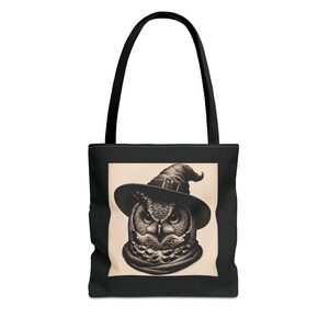 Spooky Owl Tote Bag, Halloween Bag, Witchy Decor, Unique Owl Art, Owl Lover Gift