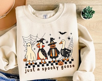 Just a Spooky Goose Halloween Sweatshirt, Goose Lover Shirt,Goose in Halloween Shirt,Ghost Goose Shirt, Funny Goose Shirt,Spooky Goose Shirt