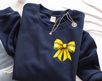 Coquatte Softball Bow Pocket Sweatshirt,Fall Coquette Softball Bow Shirt,Retro Softball Shirt,Softball Bow Shirt,Softball Mom,Game Day Shirt