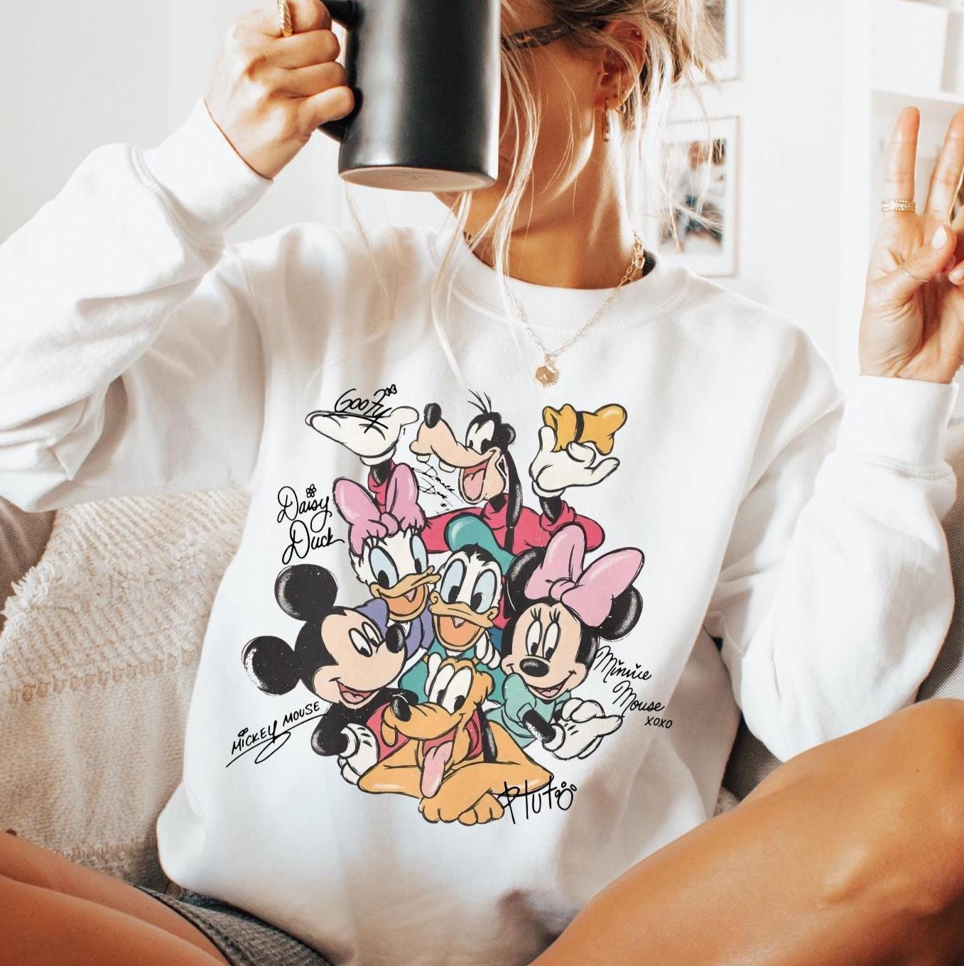 Sweat Vintage Mickey Mouse Brodé - Taille XL/XXL Gris - Années 90/00, Coton/polyester